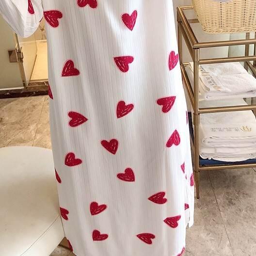 ハート柄パジャマ パジャマネ グリジェ ワンピースパジャマ 長袖 ロングスリーブ 秋 冬 トレンド トレンディ シンプル 大人かわいい お家時間 ルーズ ゆるかわ |  | 08