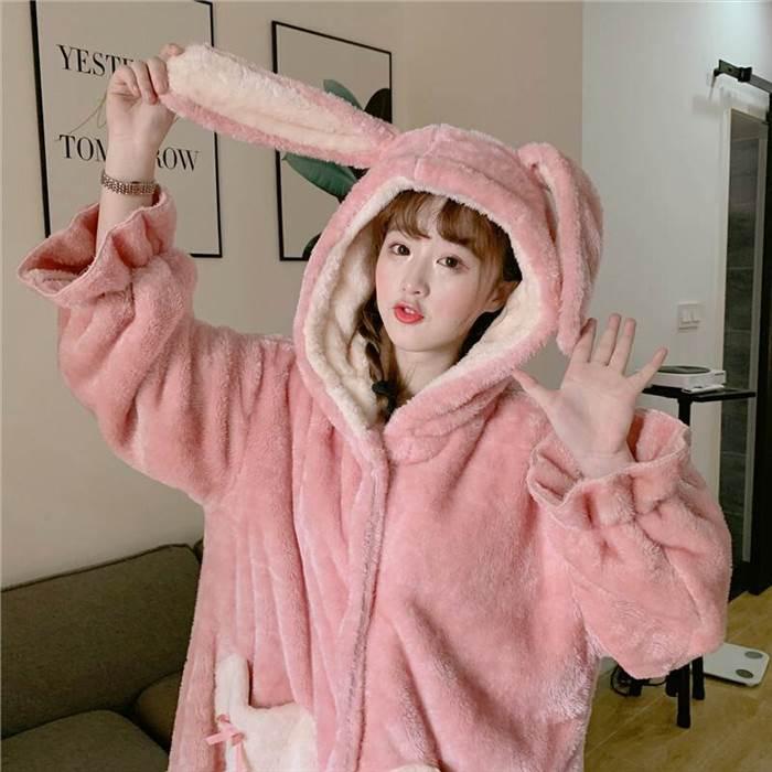 ナイトガウン レディース うさぎ 耳付きフード 暖かい トレンド 秋冬ファッション 寝間着 寝具 ナイトウエア お家時間 かわいい ウサギ 着ぐるみ 大人かわいい |  | 13