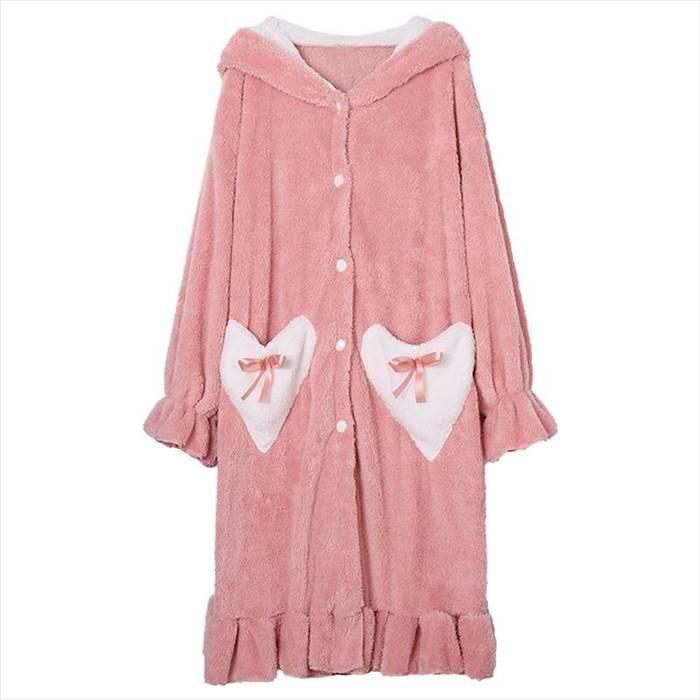 ナイトガウン レディース うさぎ 耳付きフード 暖かい トレンド 秋冬ファッション 寝間着 寝具 ナイトウエア お家時間 かわいい ウサギ 着ぐるみ 大人かわいい |  | 02