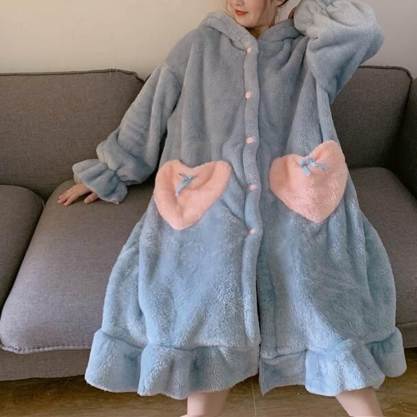 ナイトガウン レディース うさぎ 耳付きフード 暖かい トレンド 秋冬ファッション 寝間着 寝具 ナイトウエア お家時間 かわいい ウサギ 着ぐるみ 大人かわいい |  | 03