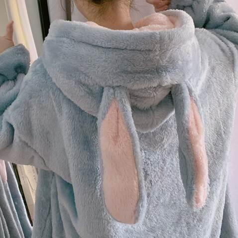 ナイトガウン レディース うさぎ 耳付きフード 暖かい トレンド 秋冬ファッション 寝間着 寝具 ナイトウエア お家時間 かわいい ウサギ 着ぐるみ 大人かわいい |  | 08