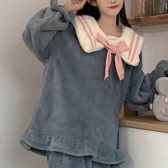 レディース パジャマ 上下セット トレンドパジャマ 上下 セット 秋冬パジャマ 長袖 ボア素材 暖かい モコモコ フワフワ ルーズ かわいい 大人可愛い |  | 06