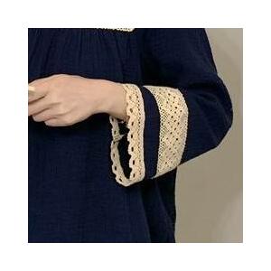 パジャマ 部屋着 上下セット 長ズボン トップス レース スクエアネック フリル ワンサイズ ピンク ネイビー ゆったり ラクチン 収縮性 かわいい お家時間 |  | 15