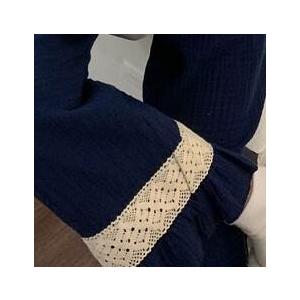 パジャマ 部屋着 上下セット 長ズボン トップス レース スクエアネック フリル ワンサイズ ピンク ネイビー ゆったり ラクチン 収縮性 かわいい お家時間 |  | 17