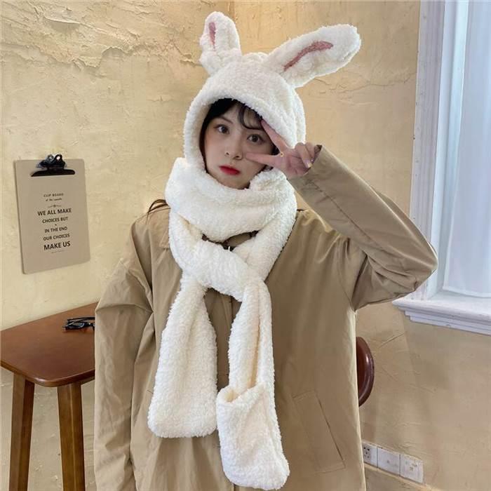 うさみみ アニマル もこもこ マフラー レディース 帽子 フード 手袋 2way 3way 着ぐるみ コスプレ モコモコ ふわふわ ふんわり パステルカラー 白 |  | 11