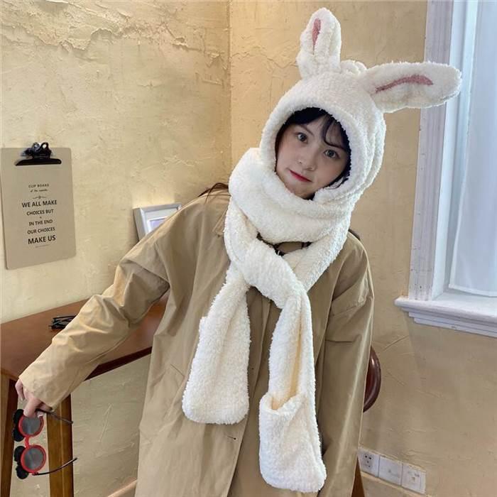 うさみみ アニマル もこもこ マフラー レディース 帽子 フード 手袋 2way 3way 着ぐるみ コスプレ モコモコ ふわふわ ふんわり パステルカラー 白 |  | 12