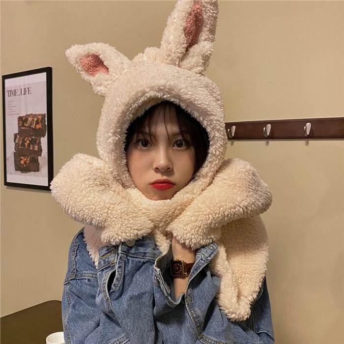 うさみみ アニマル もこもこ マフラー レディース 帽子 フード 手袋 2way 3way 着ぐるみ コスプレ モコモコ ふわふわ ふんわり パステルカラー 白 |  | 08