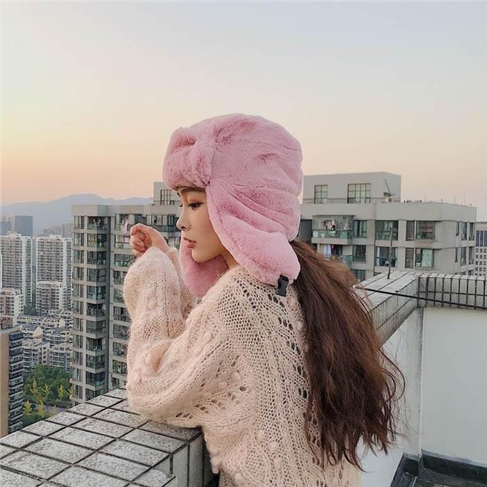 レディース 帽子 ファー帽子 寒がり女子 もこもこ帽子 暖かい 防寒帽子 冬本番 ホワイト グレー ブラック ピンク ワンサイズ かわいい おしゃれ 大人女子  海外 |  | 01
