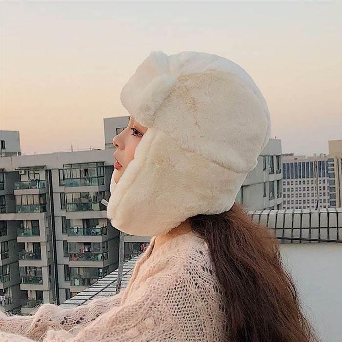 レディース 帽子 ファー帽子 寒がり女子 もこもこ帽子 暖かい 防寒帽子 冬本番 ホワイト グレー ブラック ピンク ワンサイズ かわいい おしゃれ 大人女子  海外 |  | 04