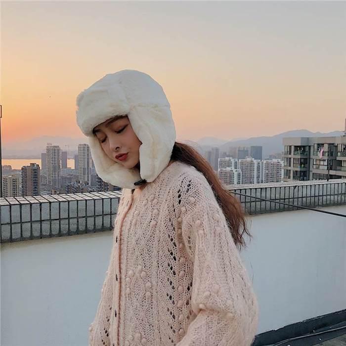レディース 帽子 ファー帽子 寒がり女子 もこもこ帽子 暖かい 防寒帽子 冬本番 ホワイト グレー ブラック ピンク ワンサイズ かわいい おしゃれ 大人女子  海外 |  | 05
