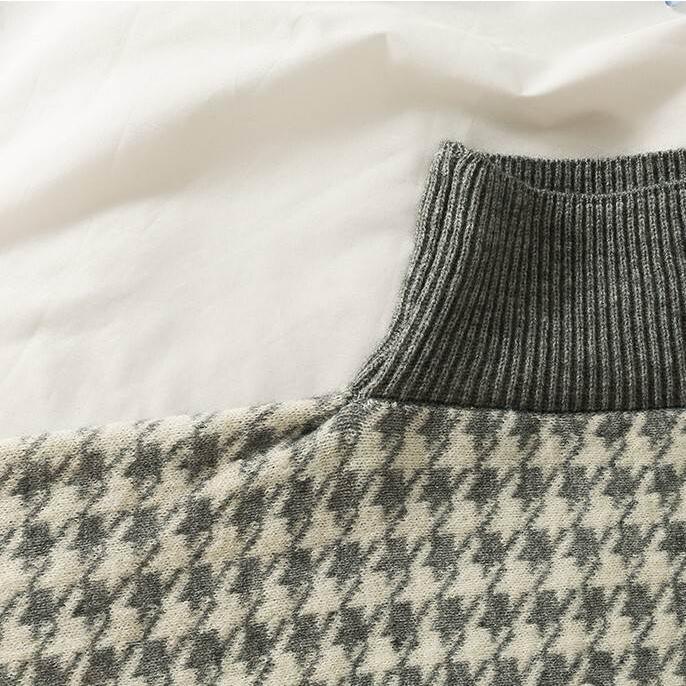 レディース ストール タートルネックストール 秋 冬 トレンドデザイン 秋冬コントラスト 千鳥格子柄 ハイネックショートセーター 女性 新デザイン センス |  | 13
