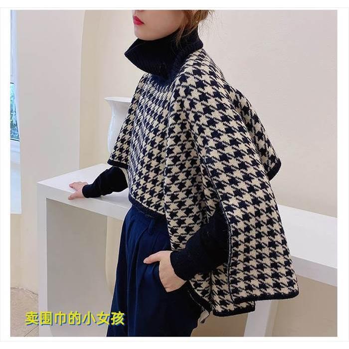レディース ストール タートルネックストール 秋 冬 トレンドデザイン 秋冬コントラスト 千鳥格子柄 ハイネックショートセーター 女性 新デザイン センス |  | 05
