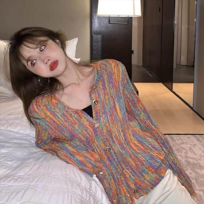 トップス レディースニット カーディガン クルーネック かすり糸 ボタン 長袖 ４サイズ マルチカラー 秋 冬 カジュアル ラフ ルーズ ゆる |  | 10