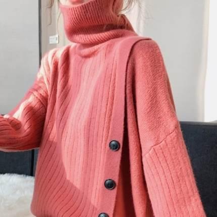 トップス レディース ニット チュニック プルオーバー タートルネック リブ サイドボタン ５サイズ サイズ豊富 ３カラー 秋 冬 カジュアル |  | 10