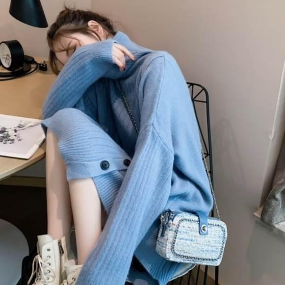 トップス レディース ニット チュニック プルオーバー タートルネック リブ サイドボタン ５サイズ サイズ豊富 ３カラー 秋 冬 カジュアル |  | 12