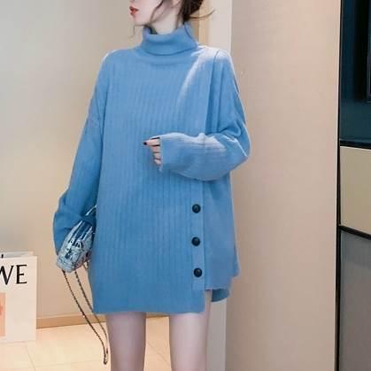 トップス レディース ニット チュニック プルオーバー タートルネック リブ サイドボタン ５サイズ サイズ豊富 ３カラー 秋 冬 カジュアル |  | 02