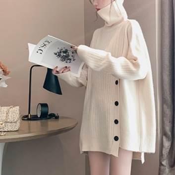 トップス レディース ニット チュニック プルオーバー タートルネック リブ サイドボタン ５サイズ サイズ豊富 ３カラー 秋 冬 カジュアル |  | 06