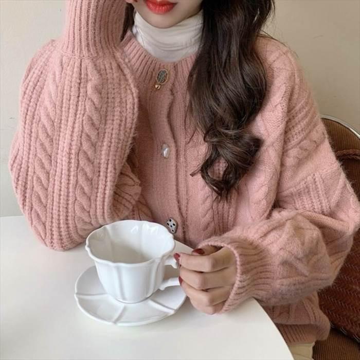 トップス レディース ニット カーディガン ドロップショルダー ケーブル編み ボタン 5サイズ サイズ豊富 4カラー 秋 冬 大人可愛い |  | 11