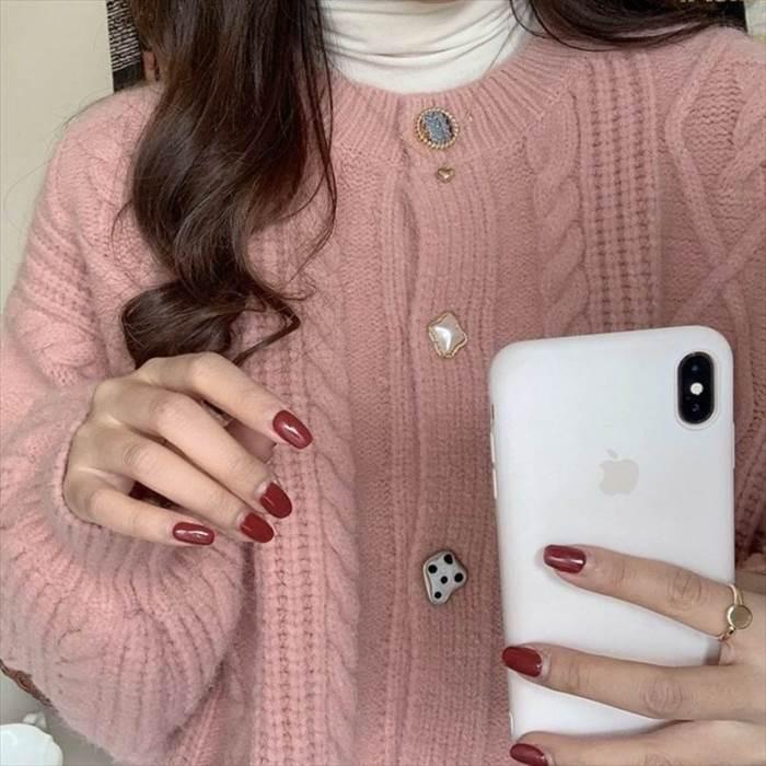 トップス レディース ニット カーディガン ドロップショルダー ケーブル編み ボタン 5サイズ サイズ豊富 4カラー 秋 冬 大人可愛い |  | 14