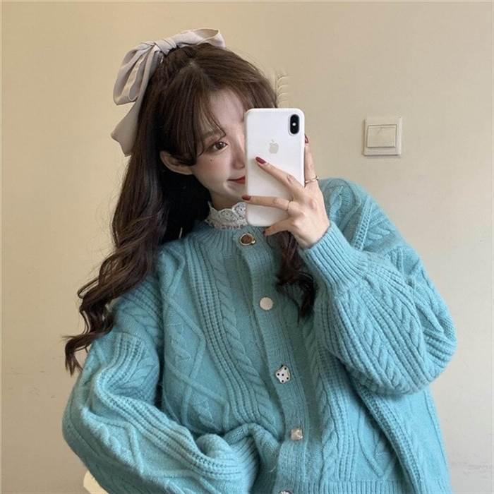 トップス レディース ニット カーディガン ドロップショルダー ケーブル編み ボタン 5サイズ サイズ豊富 4カラー 秋 冬 大人可愛い |  | 06