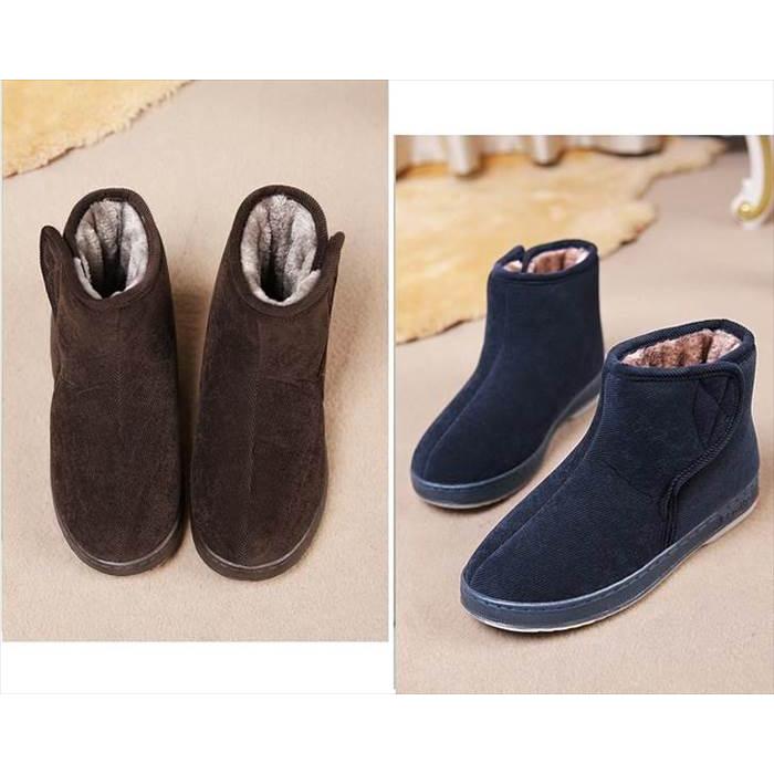 ボアショートブーツ レディース ユニセックス くるぶし丈 サイドマジックテープ 低めヒール ベルクロ 面ファスナー 無地 単色 ネイビー |  | 14