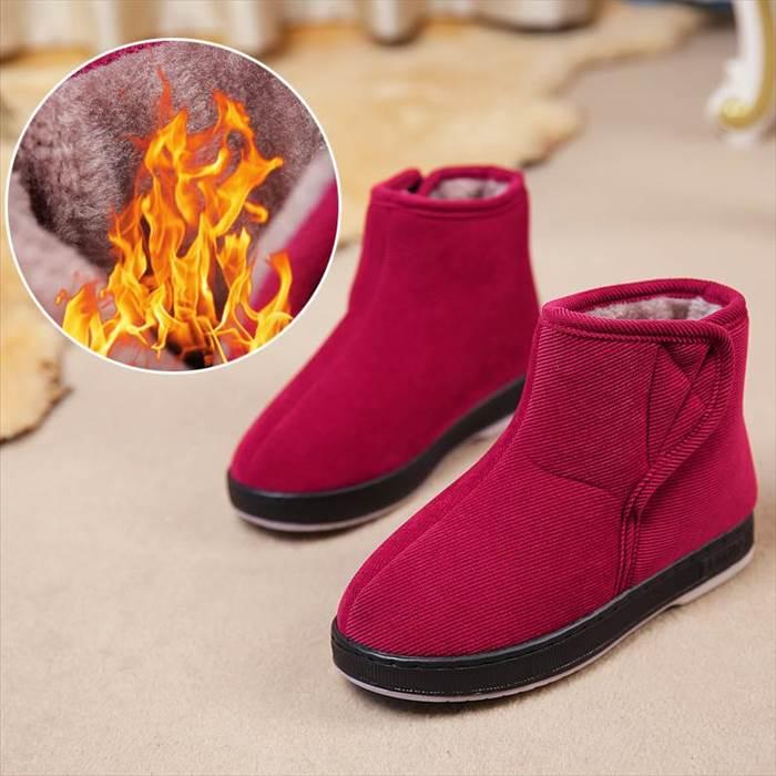 ボアショートブーツ レディース ユニセックス くるぶし丈 サイドマジックテープ 低めヒール ベルクロ 面ファスナー 無地 単色 ネイビー |  | 17