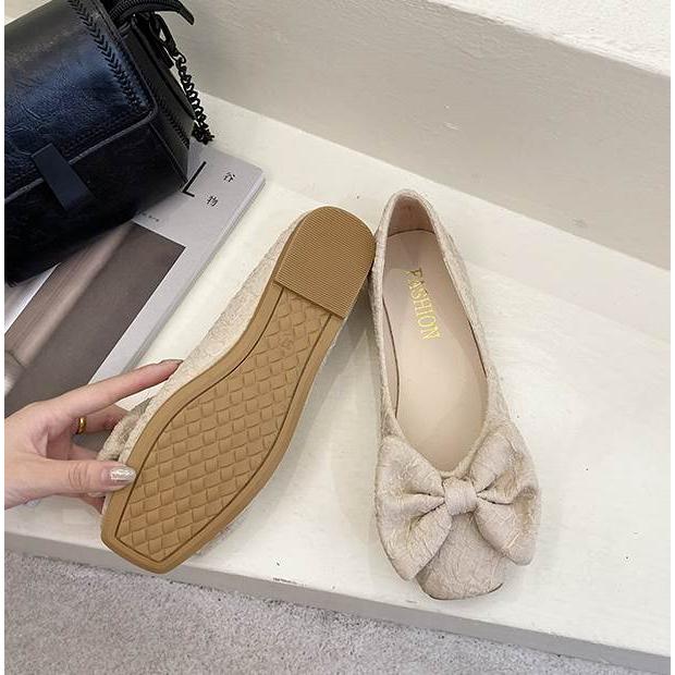 シューズ レディース フラットシューズ スクエアトゥ ぺたんこ ぺたんこシューズ ローヒール ゴム底 リボン 黒 ブラック 白 ホワイト ベージュ かわいい |  | 12