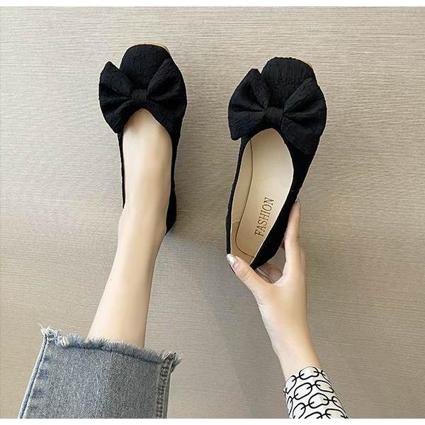 シューズ レディース フラットシューズ スクエアトゥ ぺたんこ ぺたんこシューズ ローヒール ゴム底 リボン 黒 ブラック 白 ホワイト ベージュ かわいい |  | 16