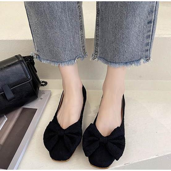 シューズ レディース フラットシューズ スクエアトゥ ぺたんこ ぺたんこシューズ ローヒール ゴム底 リボン 黒 ブラック 白 ホワイト ベージュ かわいい |  | 18