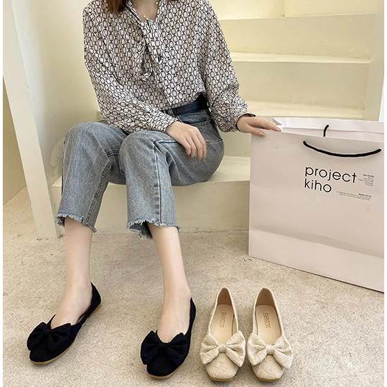 シューズ レディース フラットシューズ スクエアトゥ ぺたんこ ぺたんこシューズ ローヒール ゴム底 リボン 黒 ブラック 白 ホワイト ベージュ かわいい |  | 06