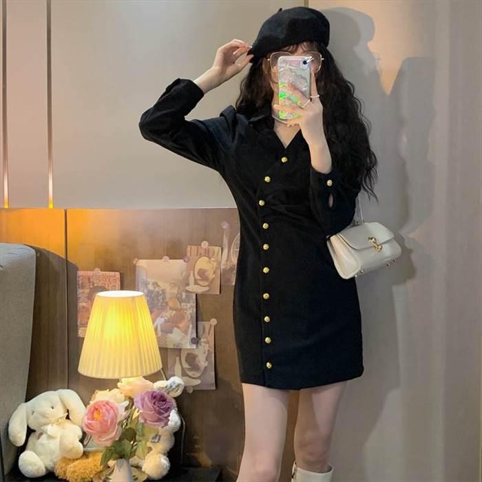 レディース ワンピース  コーデュロイワンピース デザイン重視 ミニ丈 ショート丈 長袖 無地 スリム 細身 ストレート かわいい 大人可愛い きれいめ シンプル |  | 13