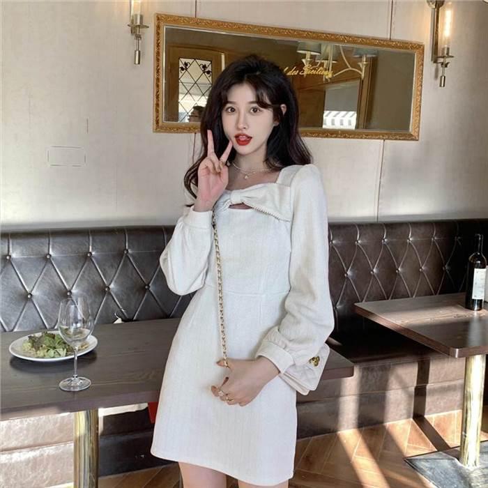 ワンピース レディース Aラインワンピース ミニ丈 ショート丈 長袖 無地 春 セミフレア リボン かわいい 大人可愛い きれいめ シンプル カジュアル 大人 |  | 11