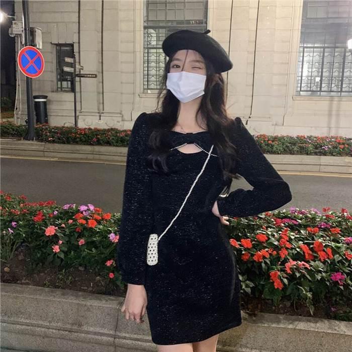 ワンピース レディース Aラインワンピース ミニ丈 ショート丈 長袖 無地 春 セミフレア リボン かわいい 大人可愛い きれいめ シンプル カジュアル 大人 |  | 04