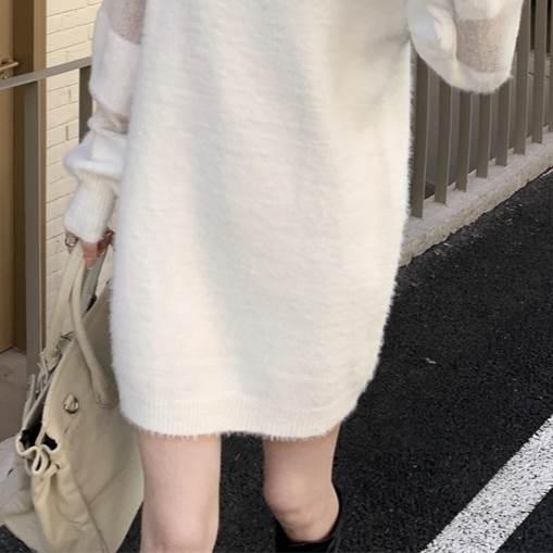 レディース ニットワンピース ニットセーター パフスリーブ 長袖 ショートスカート ニットドレス シースルー ホワイト 白 春ドレス 新しい デザイン |  | 15