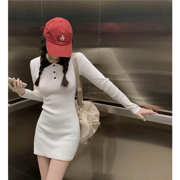 レディース ワンピース タイトワンピース 白 ホワイト 黒 ブラック ミニ丈 ショート丈 長袖 無地 スリム タイト ストレート かわいい 大人可愛い きれいめ |  | 11