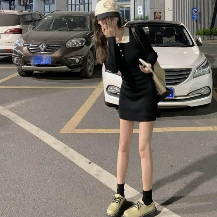 レディース ワンピース タイトワンピース 白 ホワイト 黒 ブラック ミニ丈 ショート丈 長袖 無地 スリム タイト ストレート かわいい 大人可愛い きれいめ |  | 12