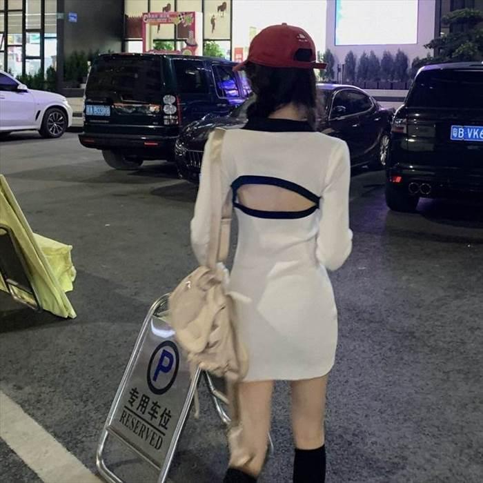 レディース ワンピース タイトワンピース 白 ホワイト 黒 ブラック ミニ丈 ショート丈 長袖 無地 スリム タイト ストレート かわいい 大人可愛い きれいめ |  | 15