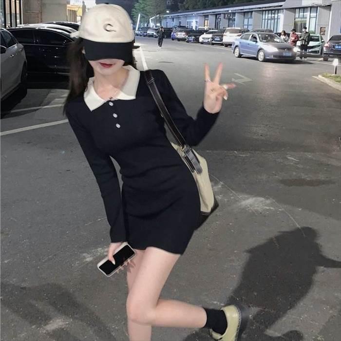 レディース ワンピース タイトワンピース 白 ホワイト 黒 ブラック ミニ丈 ショート丈 長袖 無地 スリム タイト ストレート かわいい 大人可愛い きれいめ |  | 16