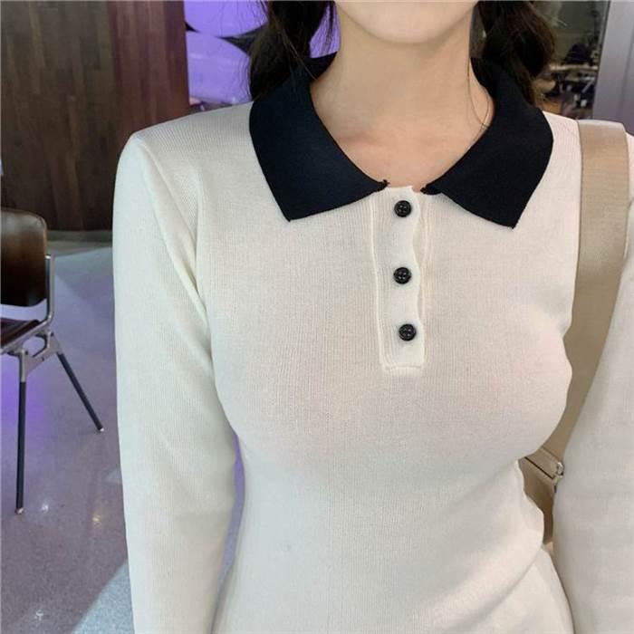 レディース ワンピース タイトワンピース 白 ホワイト 黒 ブラック ミニ丈 ショート丈 長袖 無地 スリム タイト ストレート かわいい 大人可愛い きれいめ |  | 07