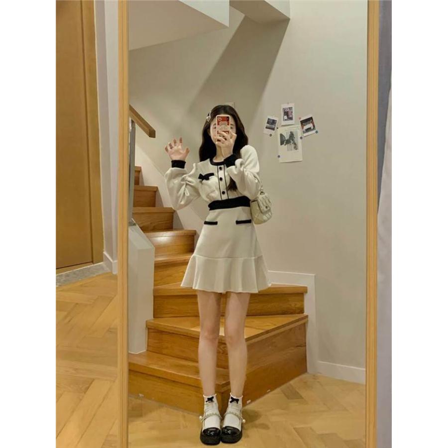 レディース ワンピース ブラック ホワイト 白 黒 パフスリーブ長袖 インポートファッション 海外デザイン スタイリッシュ ゆるかわファッション |  | 11