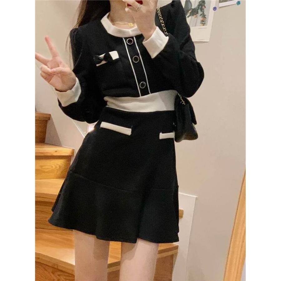 レディース ワンピース ブラック ホワイト 白 黒 パフスリーブ長袖 インポートファッション 海外デザイン スタイリッシュ ゆるかわファッション |  | 18