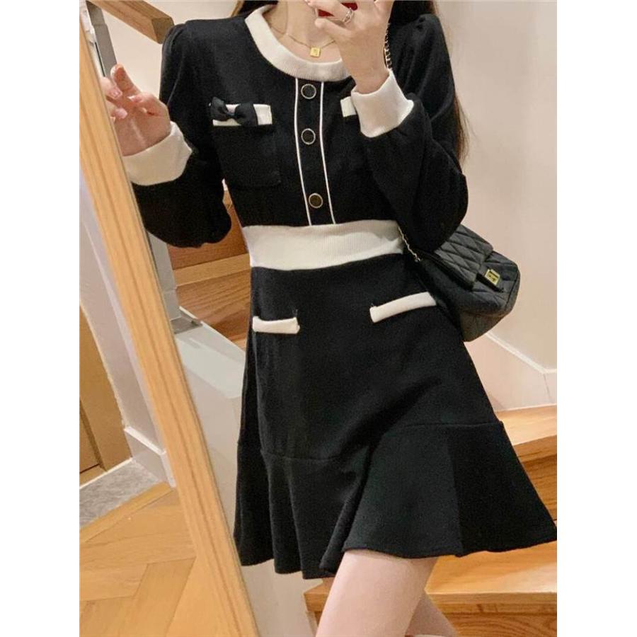 レディース ワンピース ブラック ホワイト 白 黒 パフスリーブ長袖 インポートファッション 海外デザイン スタイリッシュ ゆるかわファッション |  | 19