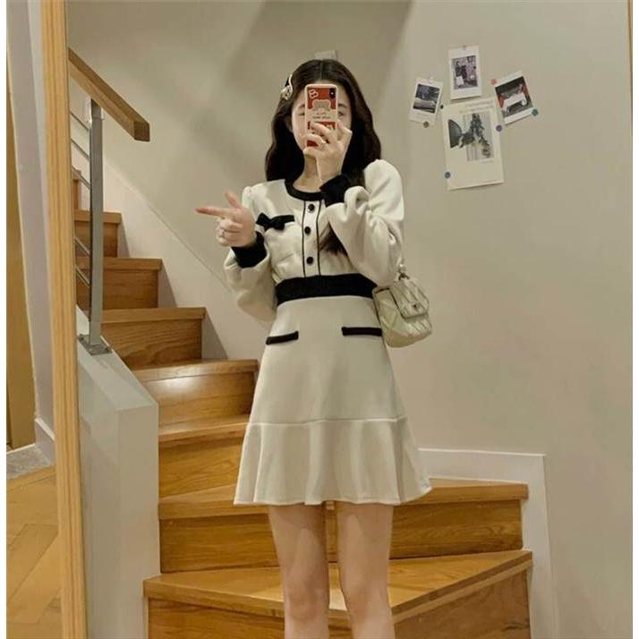 レディース ワンピース ブラック ホワイト 白 黒 パフスリーブ長袖 インポートファッション 海外デザイン スタイリッシュ ゆるかわファッション |  | 01