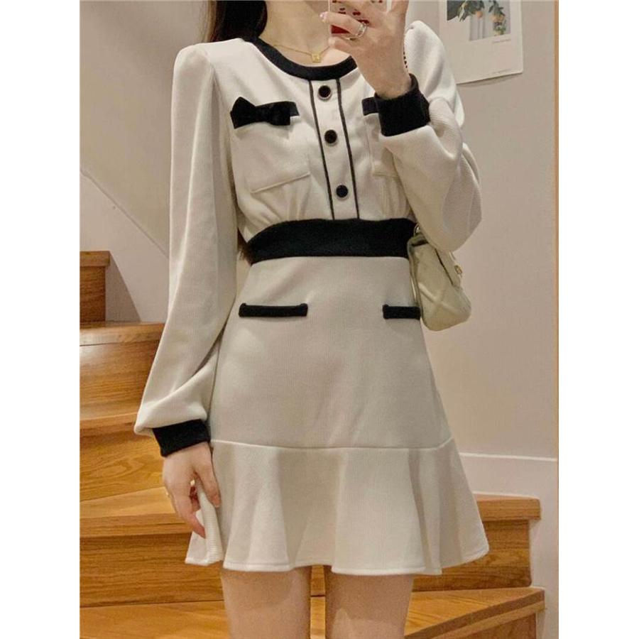 レディース ワンピース ブラック ホワイト 白 黒 パフスリーブ長袖 インポートファッション 海外デザイン スタイリッシュ ゆるかわファッション |  | 04