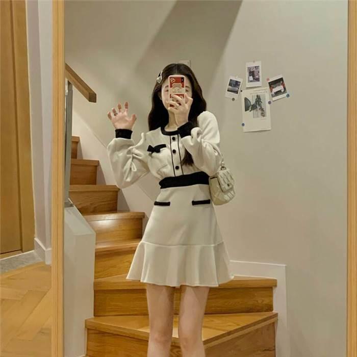 レディース ワンピース ブラック ホワイト 白 黒 パフスリーブ長袖 インポートファッション 海外デザイン スタイリッシュ ゆるかわファッション |  | 05