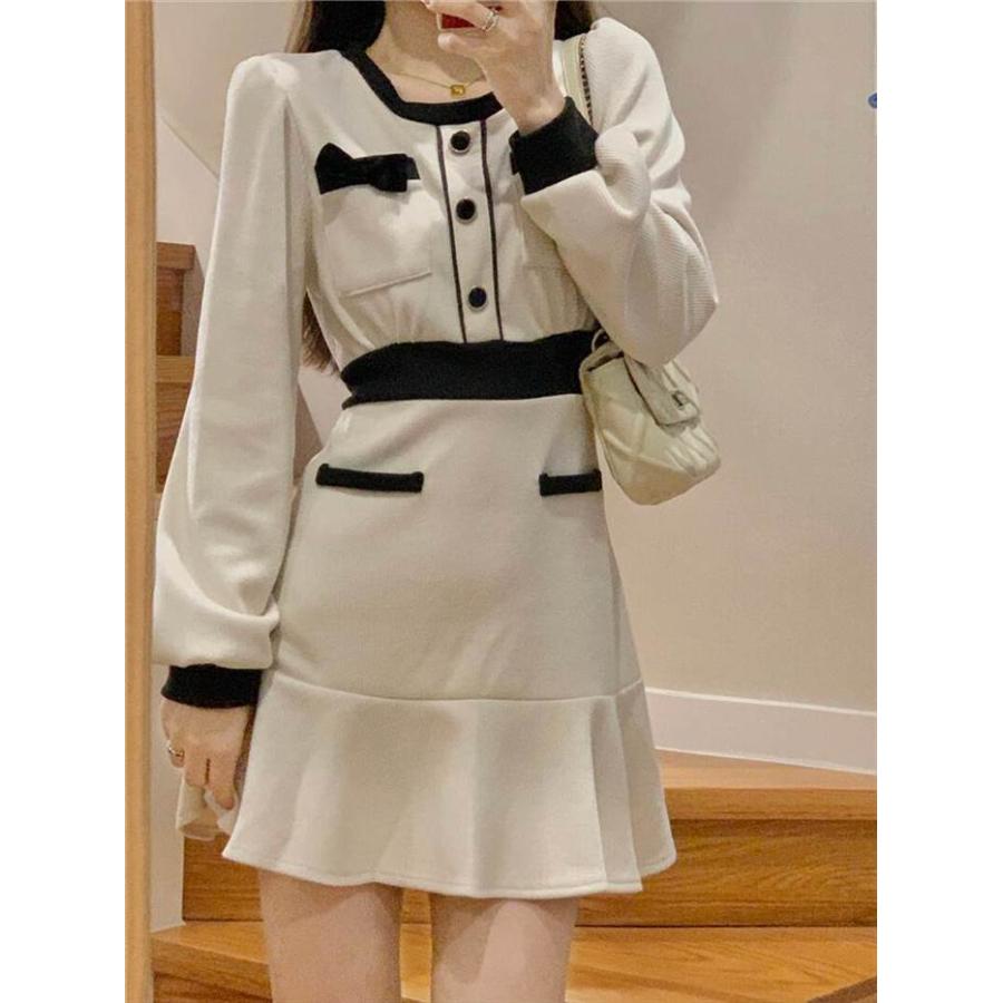 レディース ワンピース ブラック ホワイト 白 黒 パフスリーブ長袖 インポートファッション 海外デザイン スタイリッシュ ゆるかわファッション |  | 06