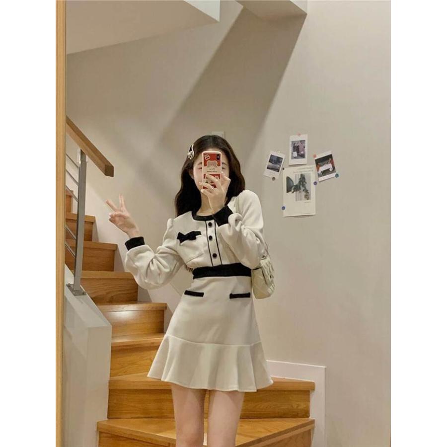 レディース ワンピース ブラック ホワイト 白 黒 パフスリーブ長袖 インポートファッション 海外デザイン スタイリッシュ ゆるかわファッション |  | 09