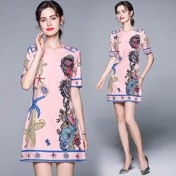 レディース ワンピース エスニック エキゾチック アジアン 海の中 海柄デザイン インポートファッション 海外デザイン スタイリッシュ 個性的 個性派 |  | 03