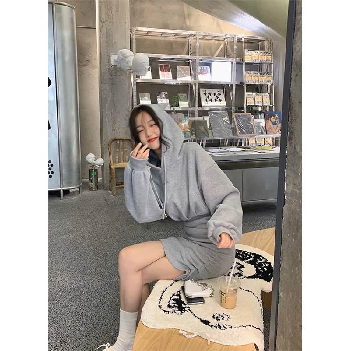 レディース ワンピース 猫耳フーディー ネコワンピース 猫好き スウェット タイトスカート ミニ ミニ丈 ショート丈 膝上 長袖 ボリューム袖 ドロップショルダー |  | 02