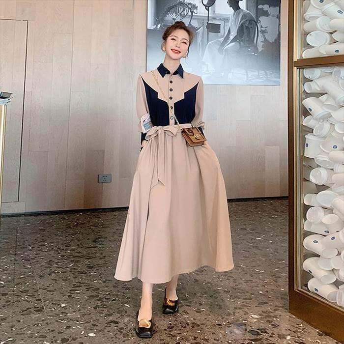 サイズ豊富 レトロデザイン 今風 ワンピース ワンピドレス 新作トレンディ ウエストリボン メリハリ 海外デザイン かっこいい ラグジュアリー キュート | 